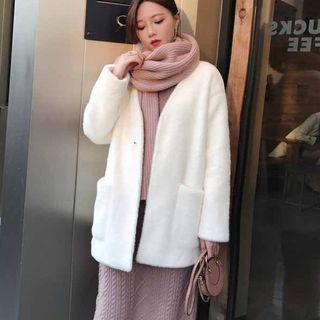 Mock Neck Long-sleeve Midi Twist-knit Dress