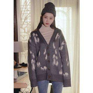 Loose-fit Leopard Knit Cardigan
