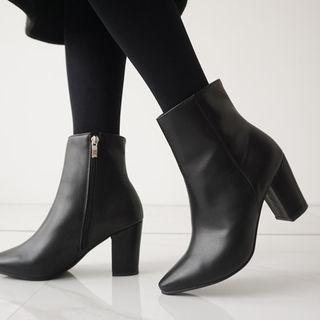 Faux-leather Zip-side Ankle Boots