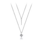 Simple 925 Sterling Silver Double-layer Column Necklace With Austrian Element Crystal Silver - One Size