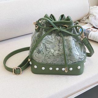 Lace Panel Bucket Shoulder Bag
