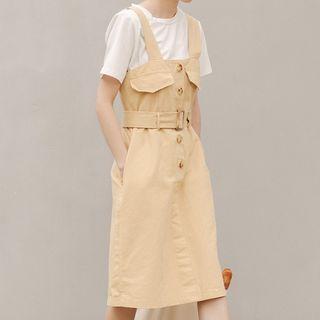 Belted Midi Jumper Dress