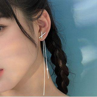 Cross Sterling Silver Fringed Earring