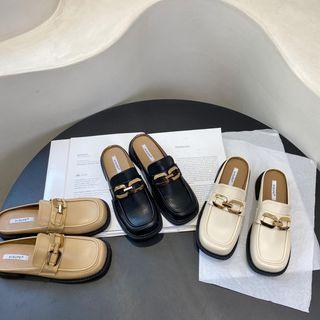 Square Toe Metal-accent Mules