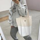 Color-block Printed Letter Tote Bag
