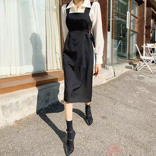 Sleeveless Belted-side Midi H-line Dress