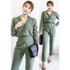 Collared Long-sleeve Jumpsuit