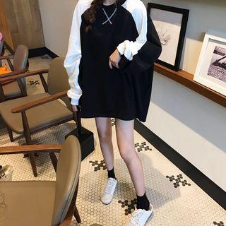 Color-block Loose-fit Sweatshirt As Figure - One Size