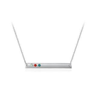 925 Sterling Silver Simple Fashion Bar Necklace With Austrian Element Crystal Silver - One Size