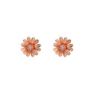 Simple And Fashion Plated Rose Gold Daisy Stud Earrings With Cubic Zirconia Rose Gold - One Size