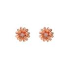 Simple And Fashion Plated Rose Gold Daisy Stud Earrings With Cubic Zirconia Rose Gold - One Size