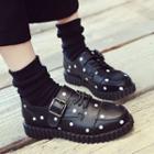 Dotted Buckled Lace Up Shoes