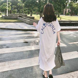 Short-sleeve Letter Midi T-shirt Dress
