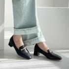 Block-heel Metal-trim Loafers