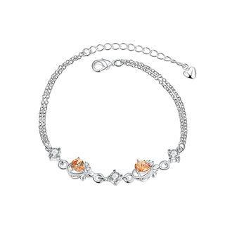 Fashion Bracelet With Orange Austrian Element Crystal Silver - One Size