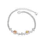 Fashion Bracelet With Orange Austrian Element Crystal Silver - One Size
