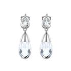 925 Sterling Silver Elegant Fashion Simple Water Drop Shape Austrian Element Crystal Earrings Silver - One Size