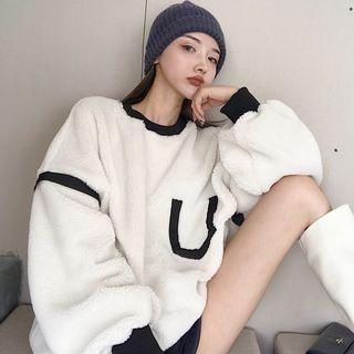 Contrast Trim Sweatshirt White - One Size