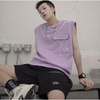 Pocketed Sleeveless T-shirt
