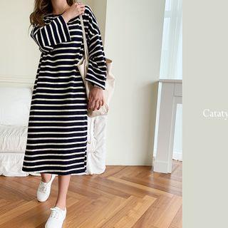 Marine Stripe Long T-shirt Dress