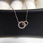 Stainless Steel Rhinestone Hoop Pendant Necklace Rose Gold - One Size