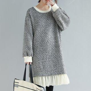 Mock Two-piece Pullover Dress As Shown In Figure - One Size