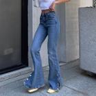 High Waist Bootcut Slit Jeans