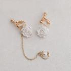 Rose Faux Pearl Earring / Chained Cuff Earring