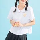 Collared Letter Embroidered Cropped T-shirt