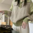 Polo-neck Sweater Almond & Green - One Size