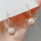 Rhinestone Faux Pearl Dangle Earring 1 Pr - Gold & White - One Size