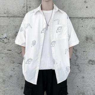 Reflective Butterfly Printed Short-sleeve Shirt