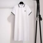 Short-sleeve Bee Embroidered A-line Polo Dress