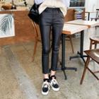 Coated Cropped Skinny Pants