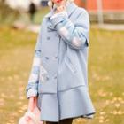 Plaid Panel Double-breasted A-line Coat