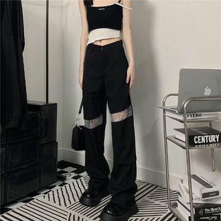 Low-rise Lace Panel Loose-fit Pants