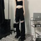 Low-rise Lace Panel Loose-fit Pants