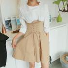 Lace-up Mock Two-piece Mini Dress