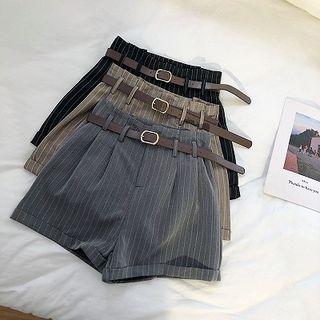 Pinstriped Shorts With Belt