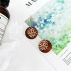 Wooden Disc Alloy Branches Dangle Earring 1 Pair - As Shown In Figure - One Size