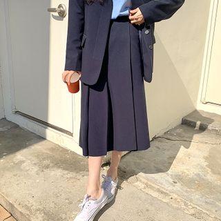 Box-pleat Long Wrap Skirt