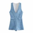 Sleeveless V-neck Tweed Romper