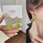 Knot Alloy Dangle Earring 1 Pair - Ear Studs - Gold & Green - One Size