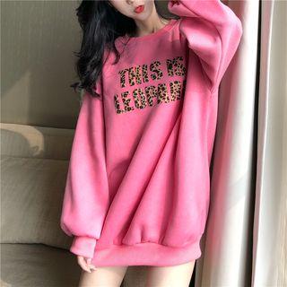 Leopard Print Lettering Long Sweatshirt