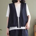 Set: Single-breasted Plain Vest + Shorts