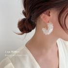 Faux Crystal Flower Open Hoop Earring 925 Silver Steel - As Shown In Figure - One Size