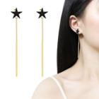 Star & Bar Dangle Earring 1 Pair - Sterling Silver Needle - Threader Earring - One Size