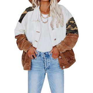 Patterned Panel Single-breasted Jacket