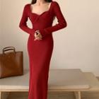 Long-sleeve T-shirt / Long-sleeve Midi Sheath Dress