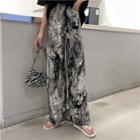Elastic-waist Tie Dye Wide Leg Chiffon Pants As Shown In Figure - One Size
